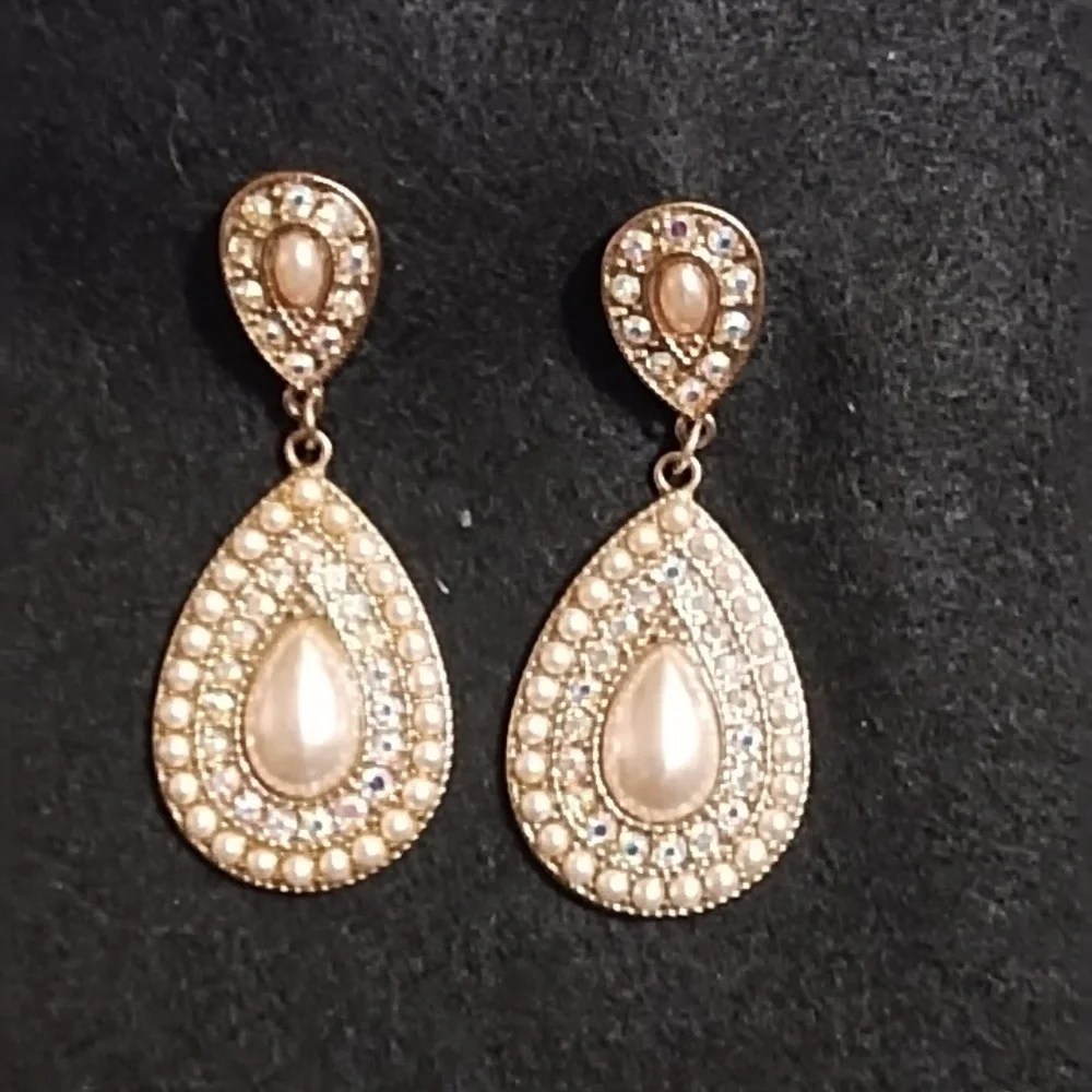 Pearl And Crystal Earrings.